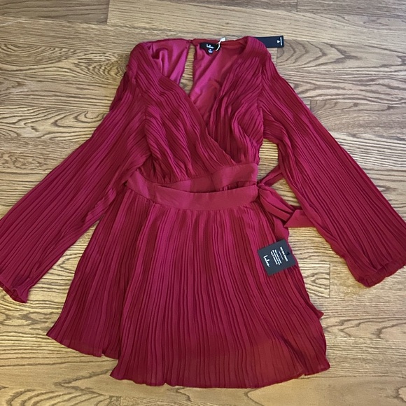 Lulus Pleated‎ Long Sleeve Skort Romper - Picture 5 of 11